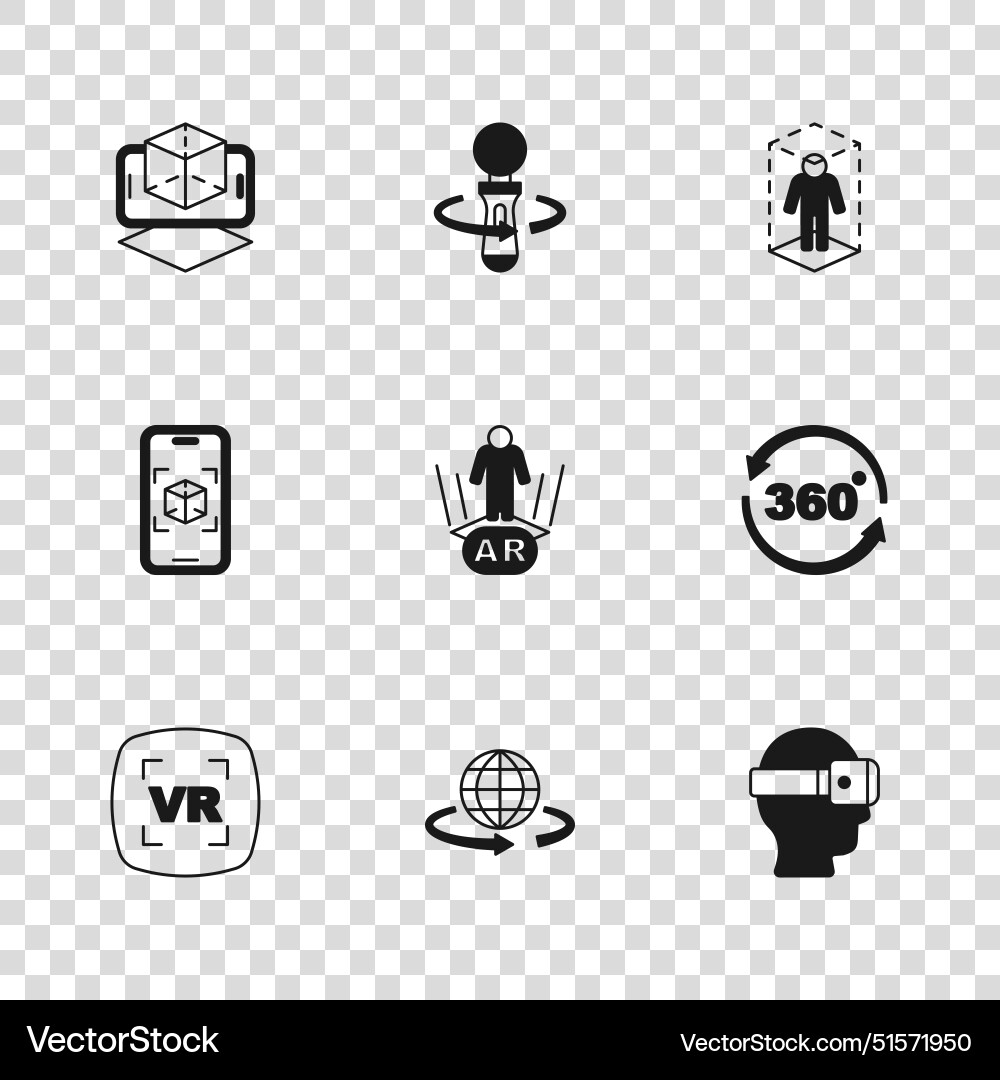 Set 3d modeling 360 degree view virtual reality Set 3d modeling 360 degree view virtual reality vector image