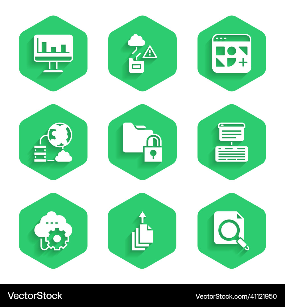 Set folder and lock data export search concept Set folder and lock data export search concept vector image