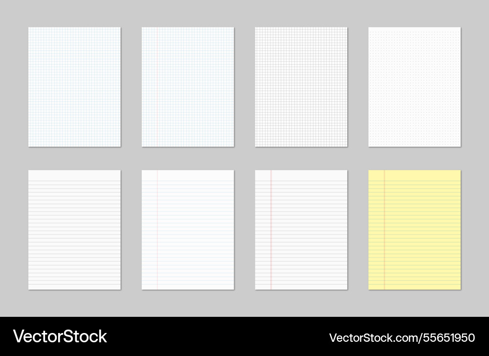 Set of notepad sheets paper editable stroke Set of notepad sheets paper editable stroke vector image