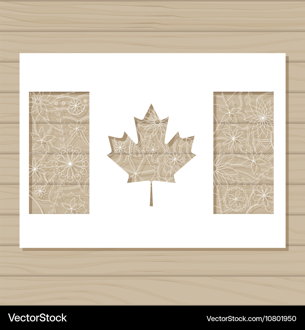 stencil-template-of-canada-flag-on-wooden-vector-image