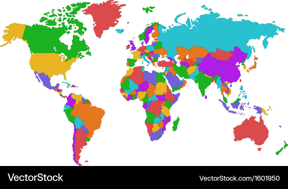 World Map with Country Borders Vector Image