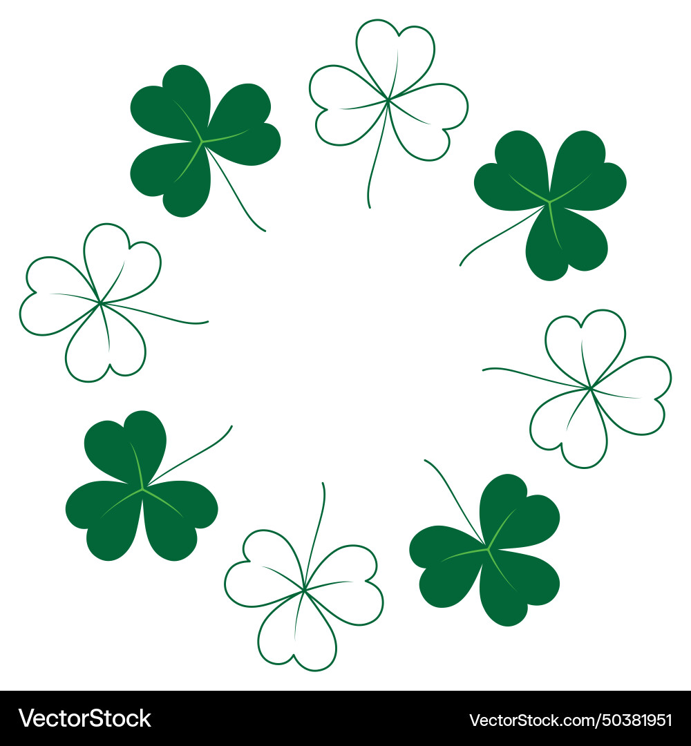 Abstract shamrock frame with top and bottom border Vector Image