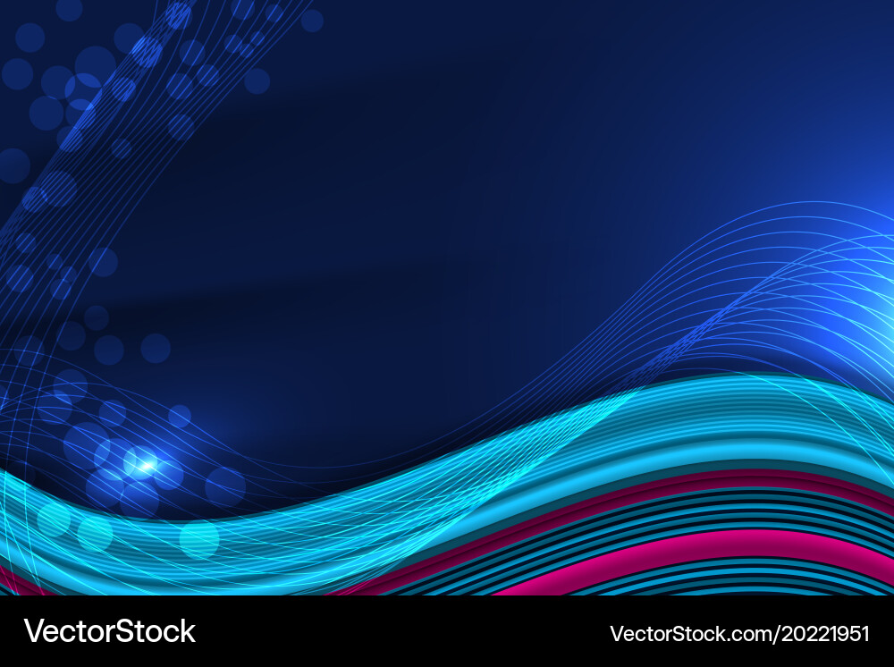 Abstract wavy background with bokeh lights Vector Image