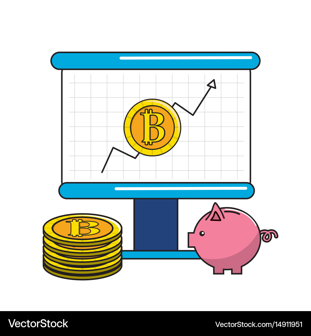 Board with arrow up and bitcoin diagnostic Vector Image