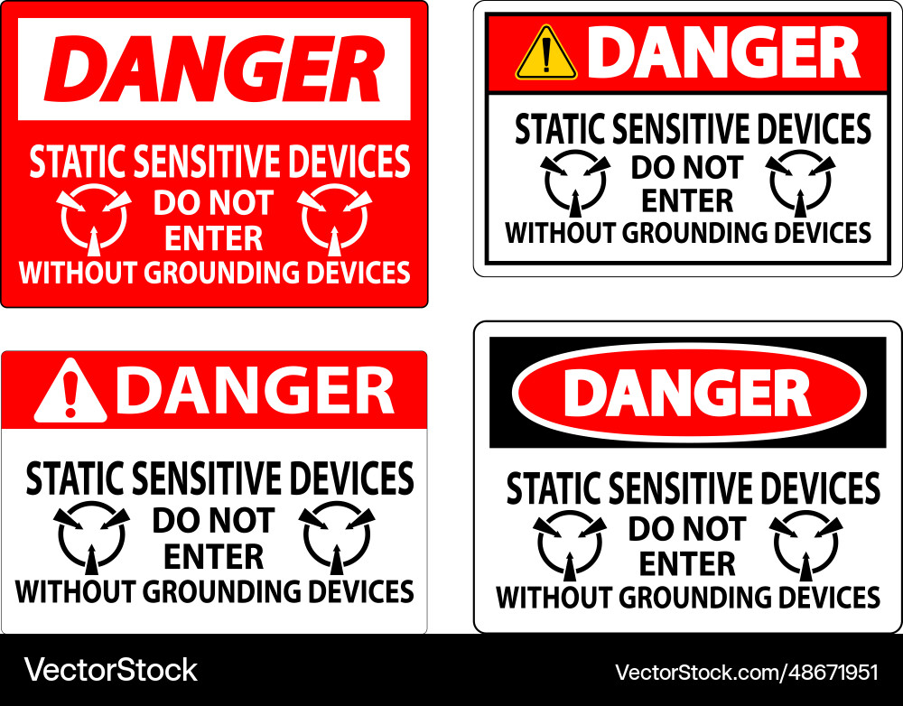 Danger sign static sensitive devices do not enter Vector Image