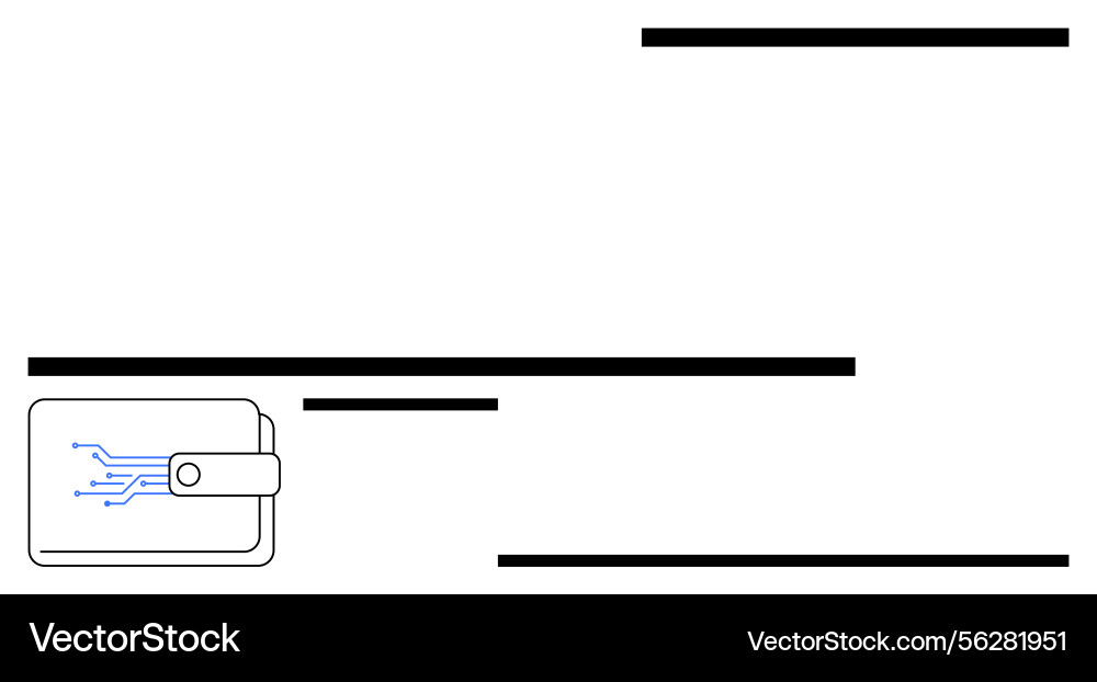 Digital wallet with circuit design symbolizing Digital wallet with circuit design symbolizing Vector Image