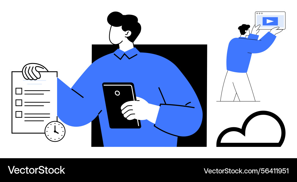 Digitale Workflow-Visualisierung mit Aufgabenliste vektorbild