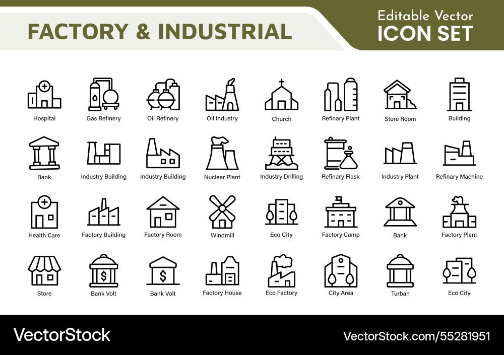 Factory icon set a dynamic collection of icons Vector Image