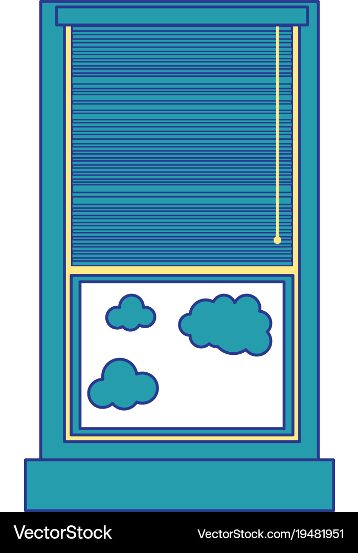 Full color window with curtain blind open Vector Image