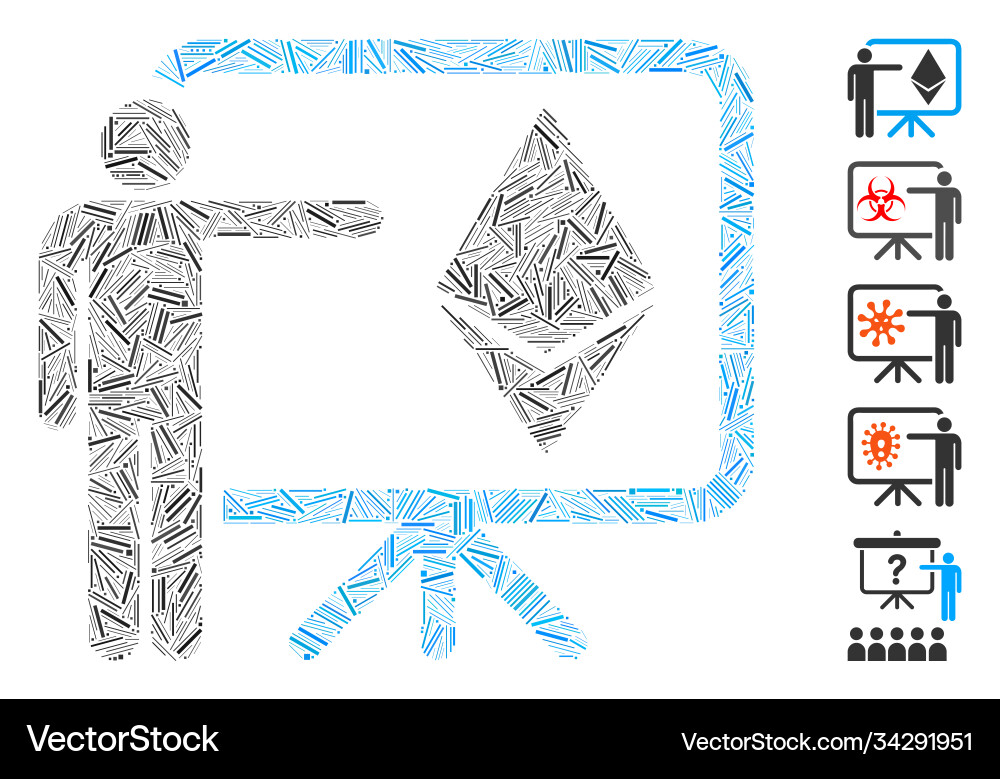 Hatch mosaic ethereum lecture board icon Hatch mosaic ethereum lecture board icon Vector Image