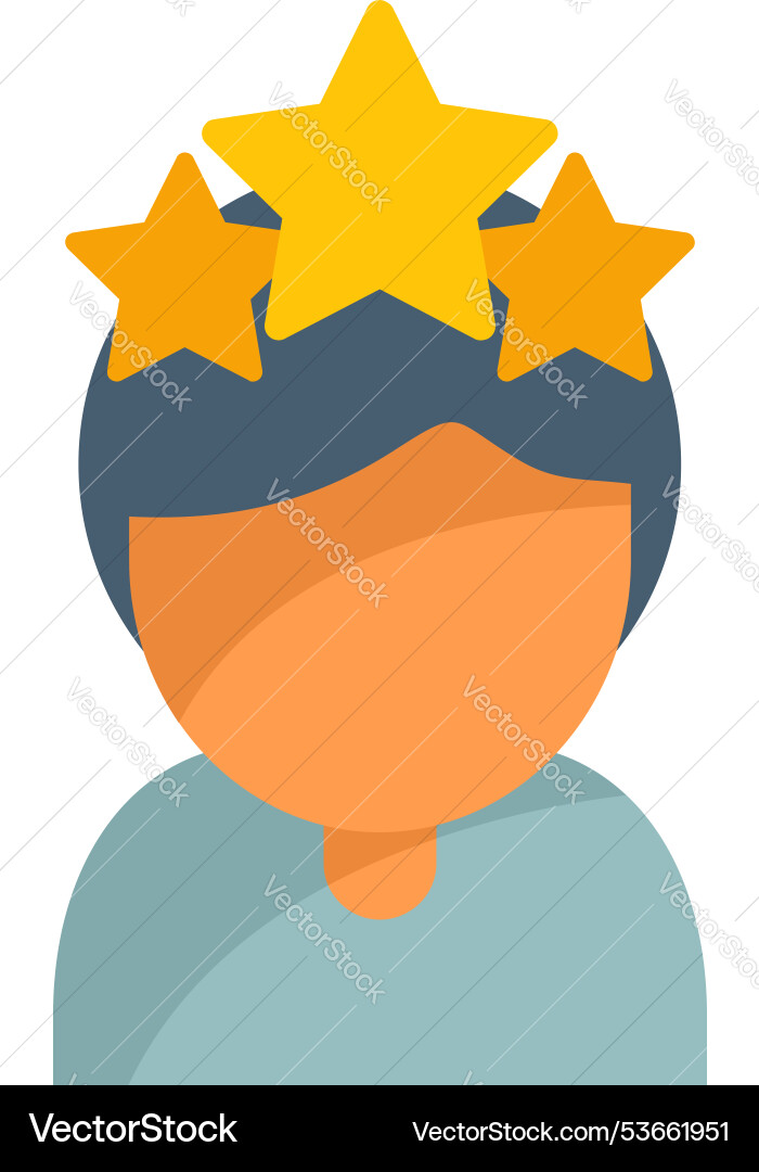 Man having an idea represented by stars appearing Man having an idea represented by stars appearing vector image