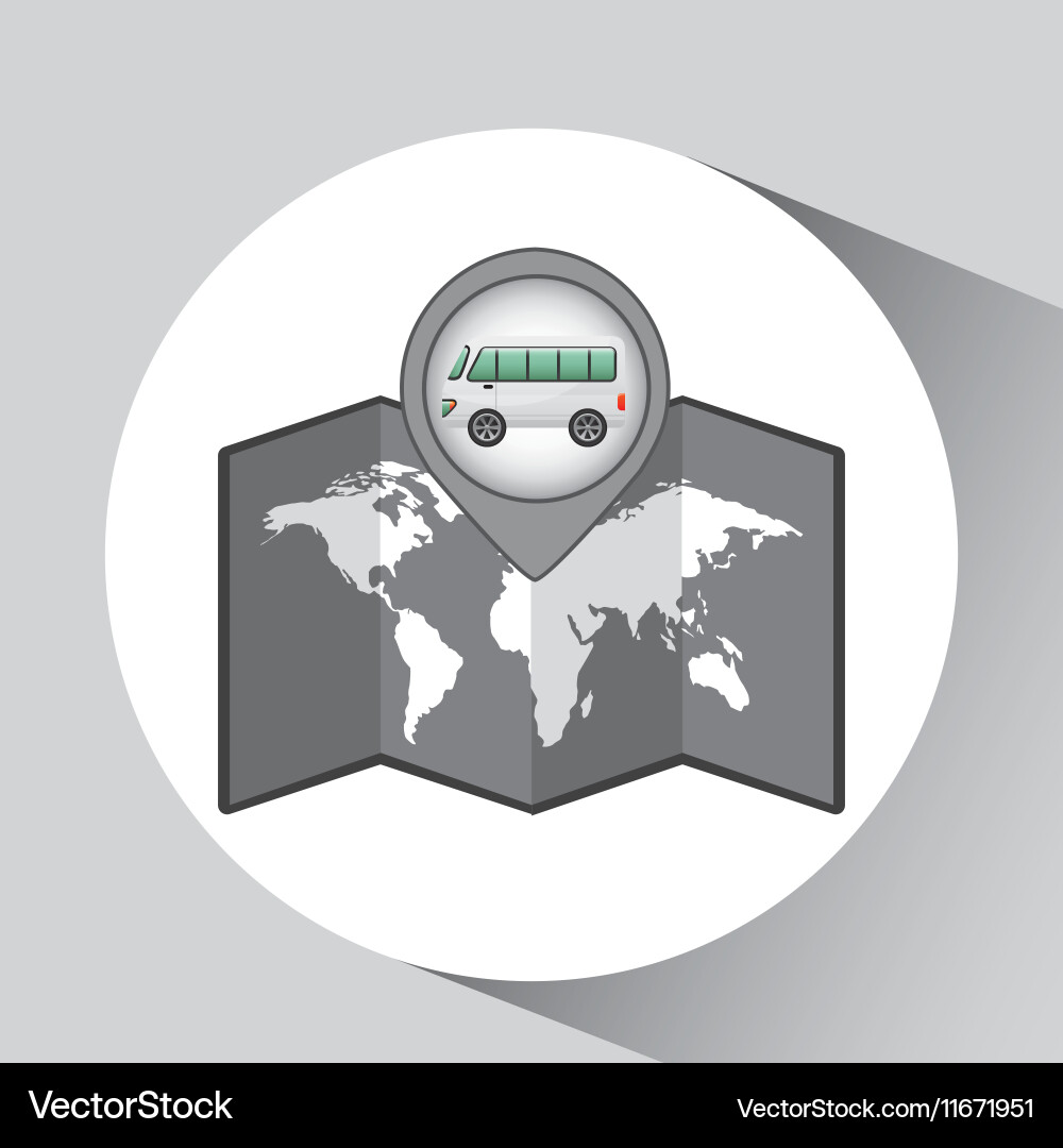 Mini bus icon map pointer design vector image