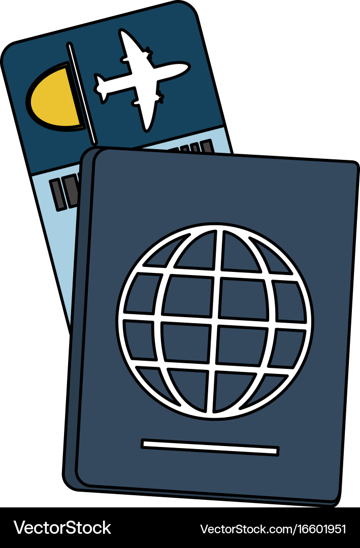 Passport with boarding pass icon image vector image