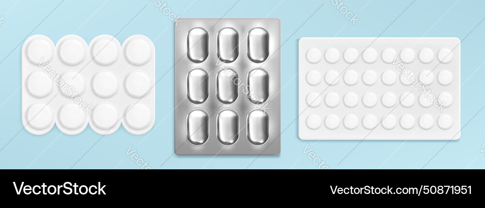 Pill blisters set isolated on background Vector Image