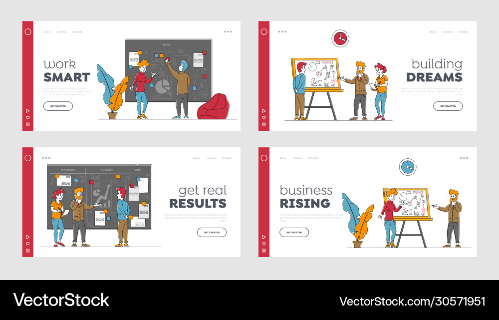 Plan developing on workwall creating strategy Plan developing on workwall creating strategy vector image