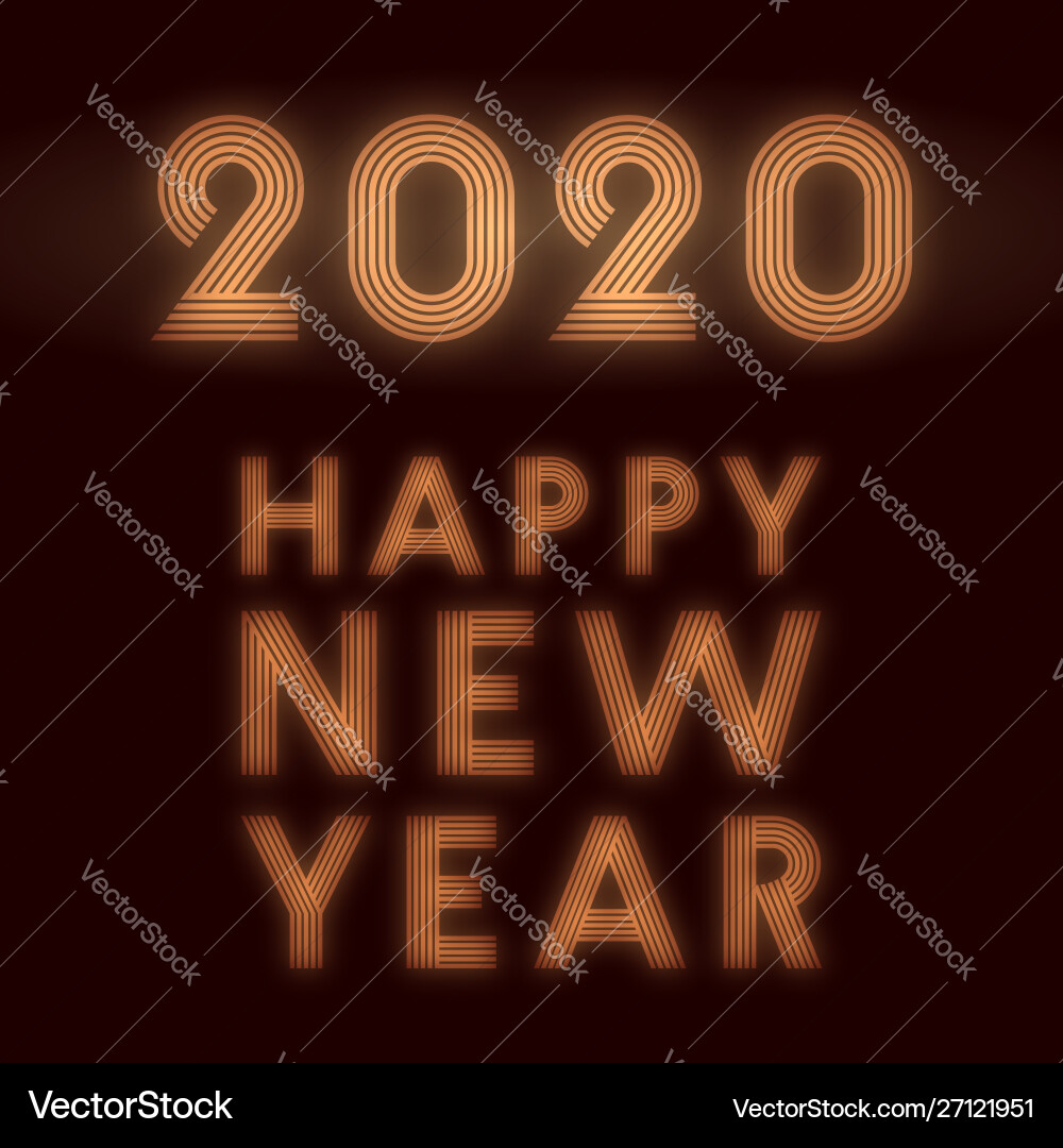 Retro Neon New Year 2020 Background Vector Image