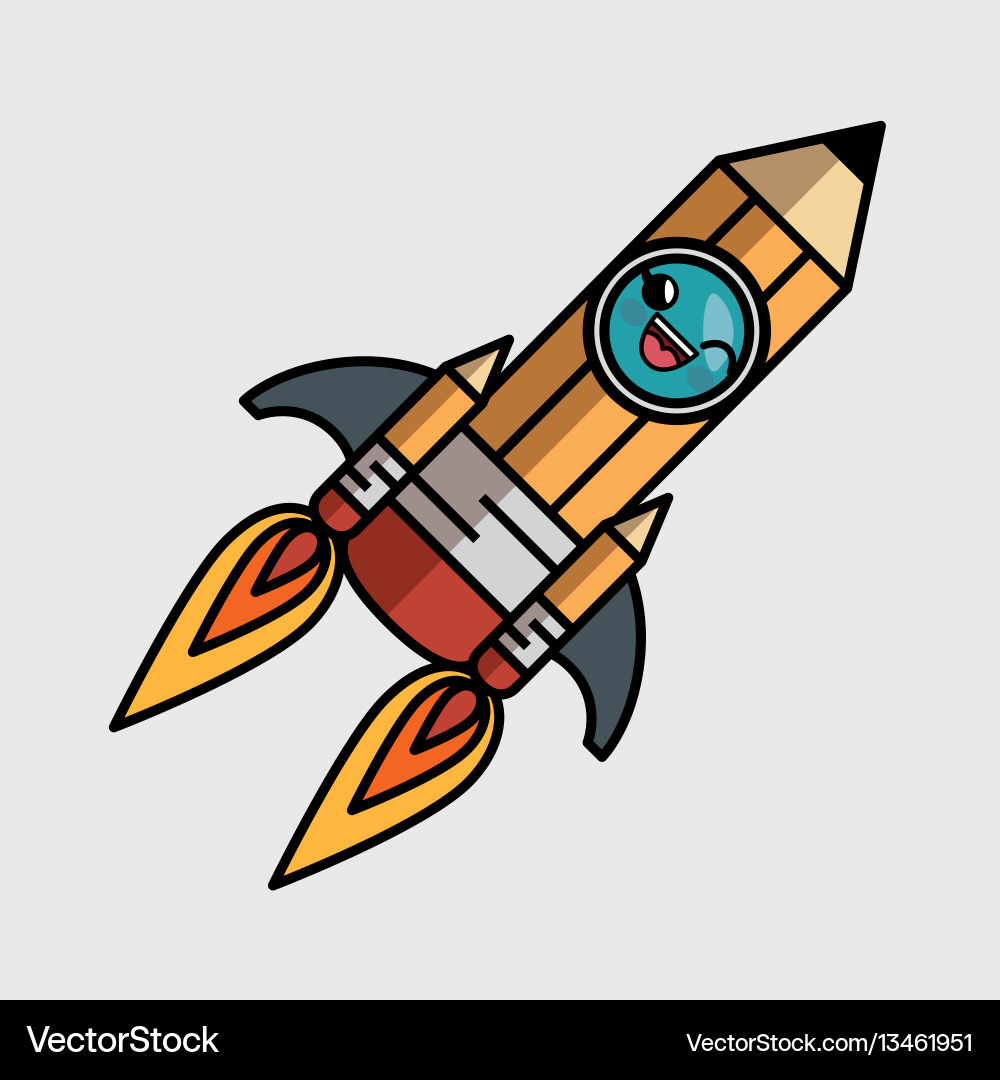 Rocket Character Icon - Launch vector image