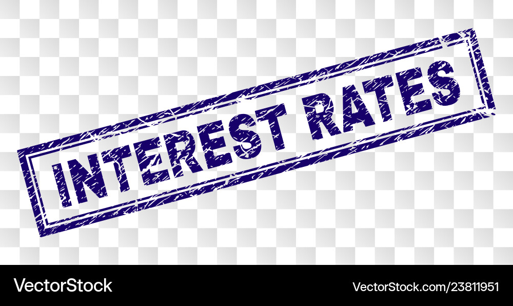 Scratched interest rates rectangle stamp Vector Image