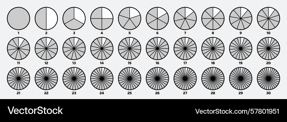 Segmentierte Kreise Kreissegmentierungsdiagramme Segmentierte Kreise Kreissegmentierungsdiagramme Vektorbild