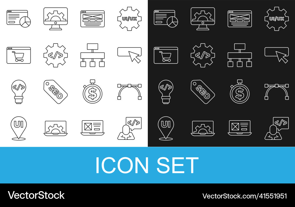Set line front end development bezier curve ui Set line front end development bezier curve ui vector image