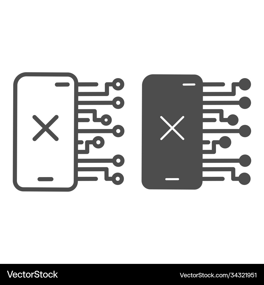 Smartphone without connection line and solid icon Smartphone without connection line and solid icon Vector Image