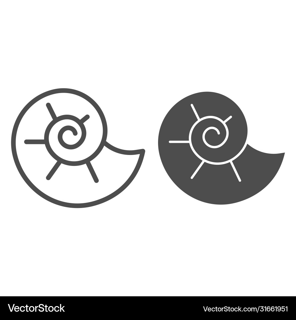 Snail shell line and solid icon nautical concept Snail shell line and solid icon nautical concept vector image