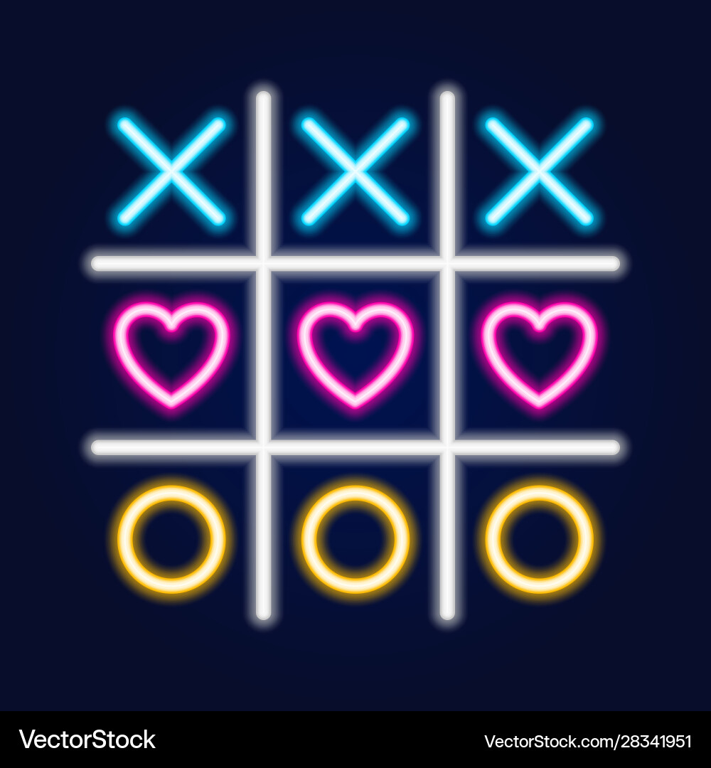 Tic tac toe game linear outline icon neon style Tic tac toe game linear outline icon neon style vector image