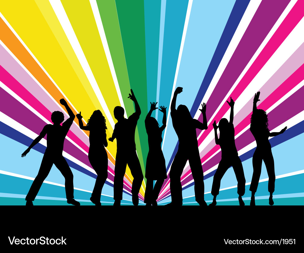 Vibrant Party Silhouettes Vector Image