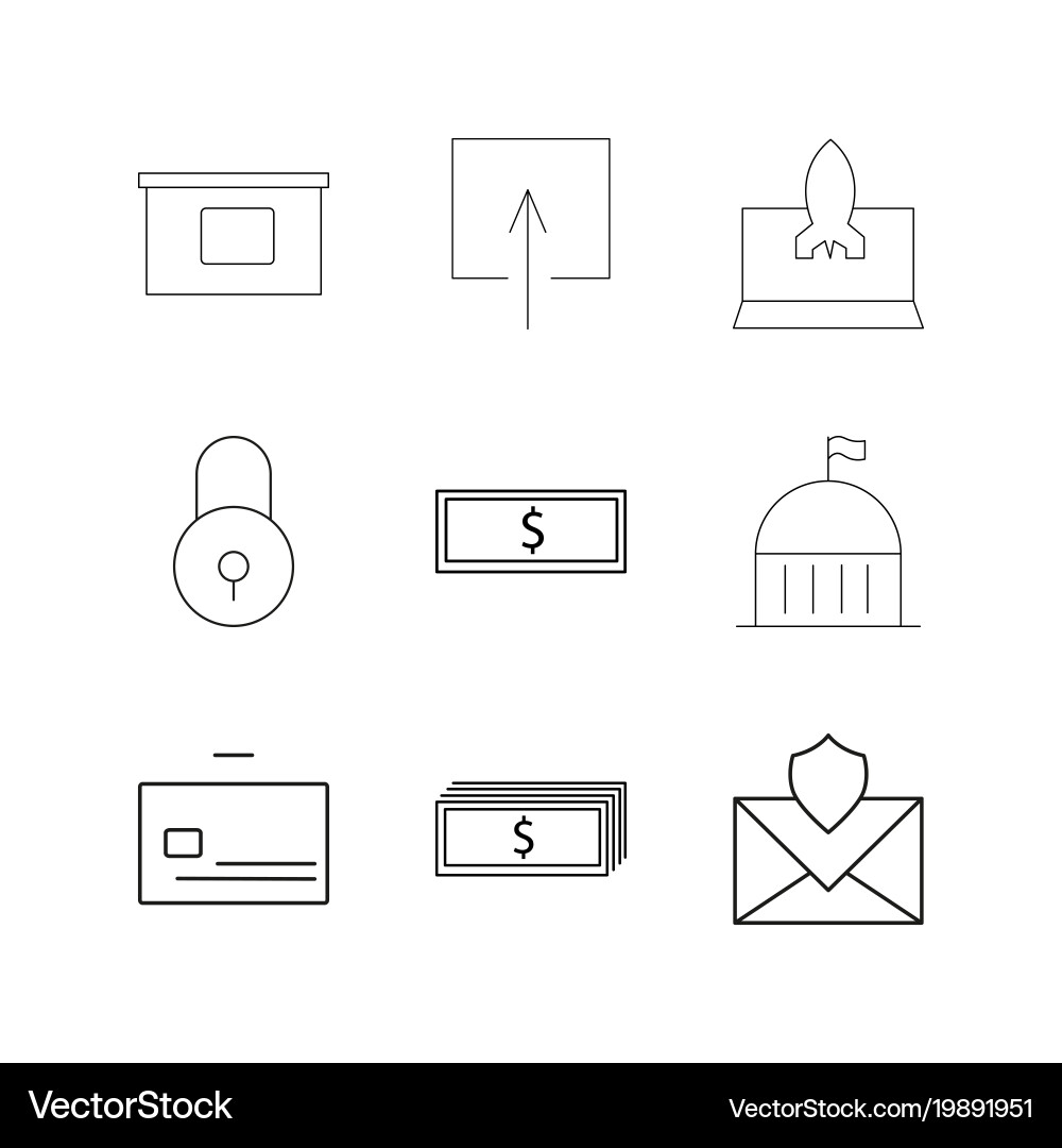 Web linear icon set simple outline icons vector image
