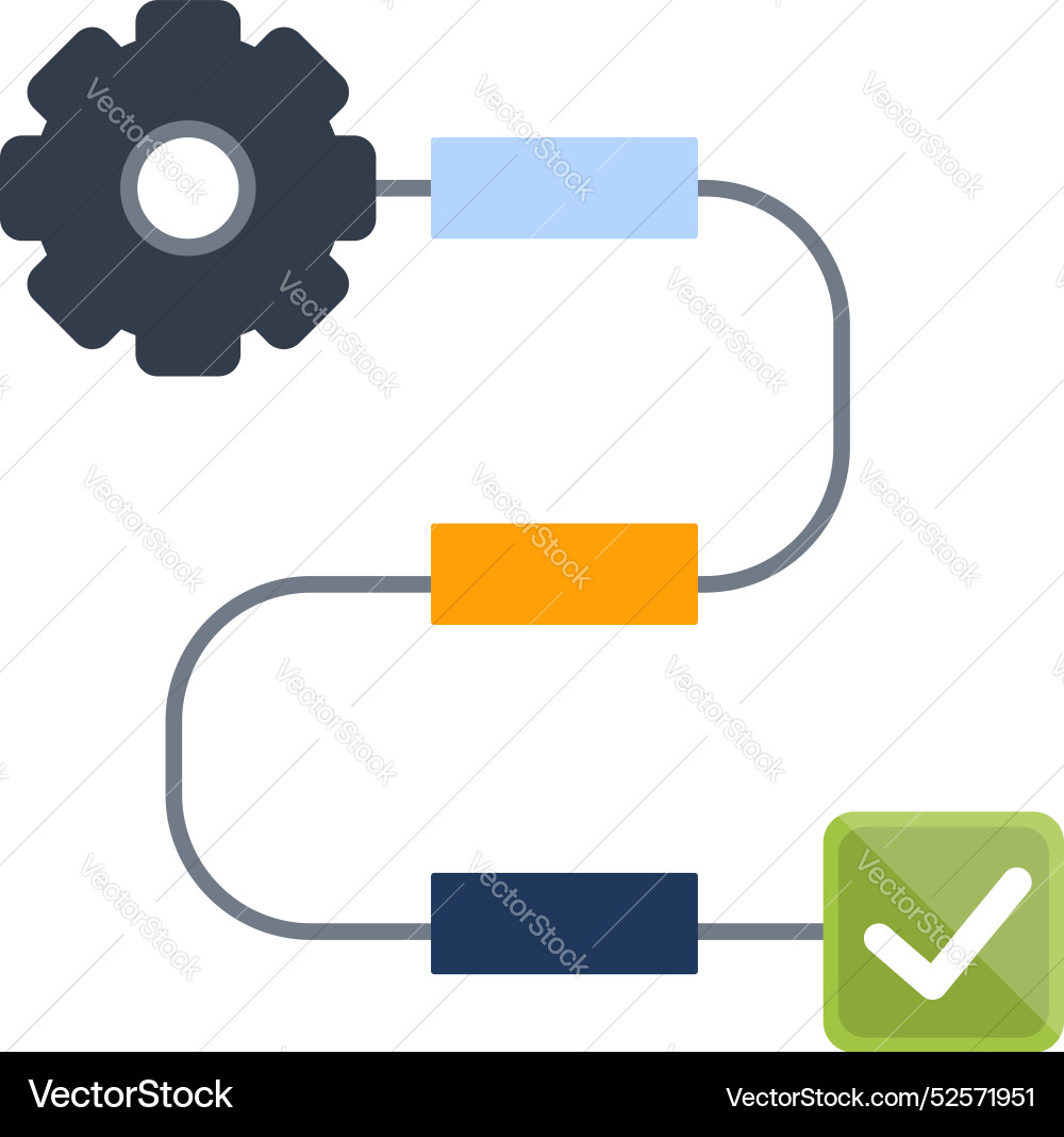 Workflow automation system starting with gear Workflow automation system starting with gear vector image
