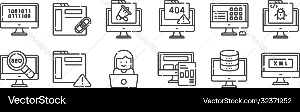 12 set linear web development icons thin 12 set linear web development icons thin vector image