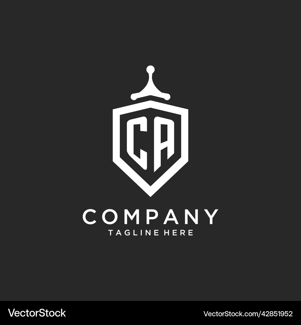 Ca monogram logo initial with shield guard shape Vector Image