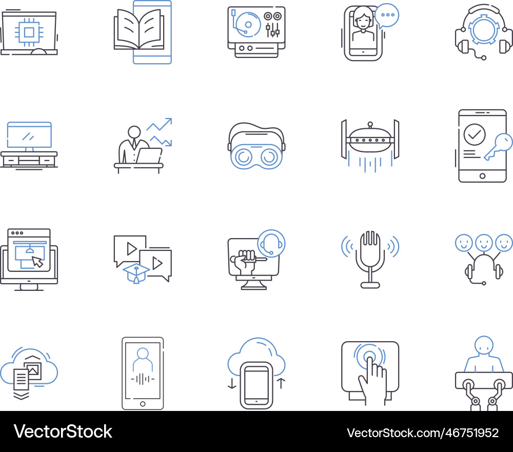 Chatbots outline icons collection ai Vector Image