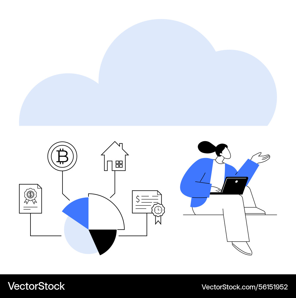 Cloud technology for data analysis and asset Cloud technology for data analysis and asset vector image