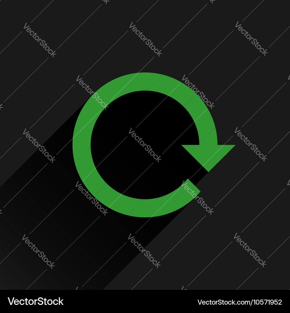 Flat green arrow icon rotation reset repeat sign vector image