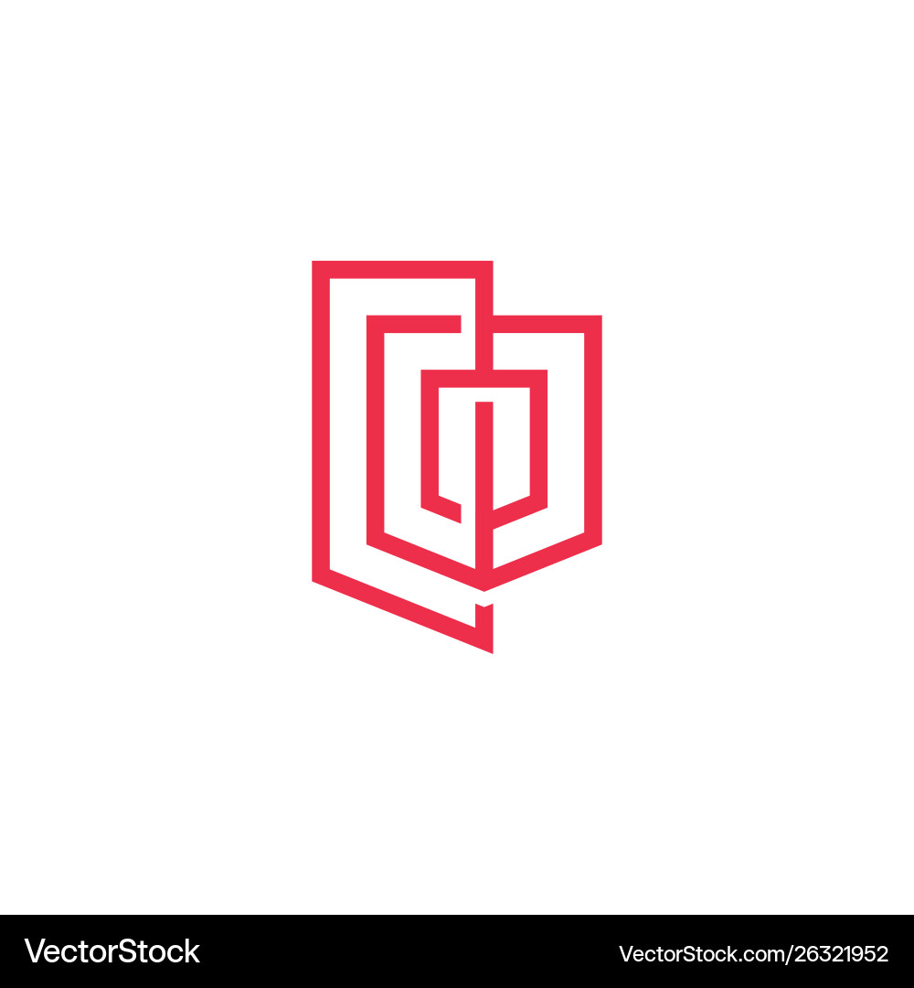 Geometric shield logo icon line outline monoline Geometric shield logo icon line outline monoline vector image