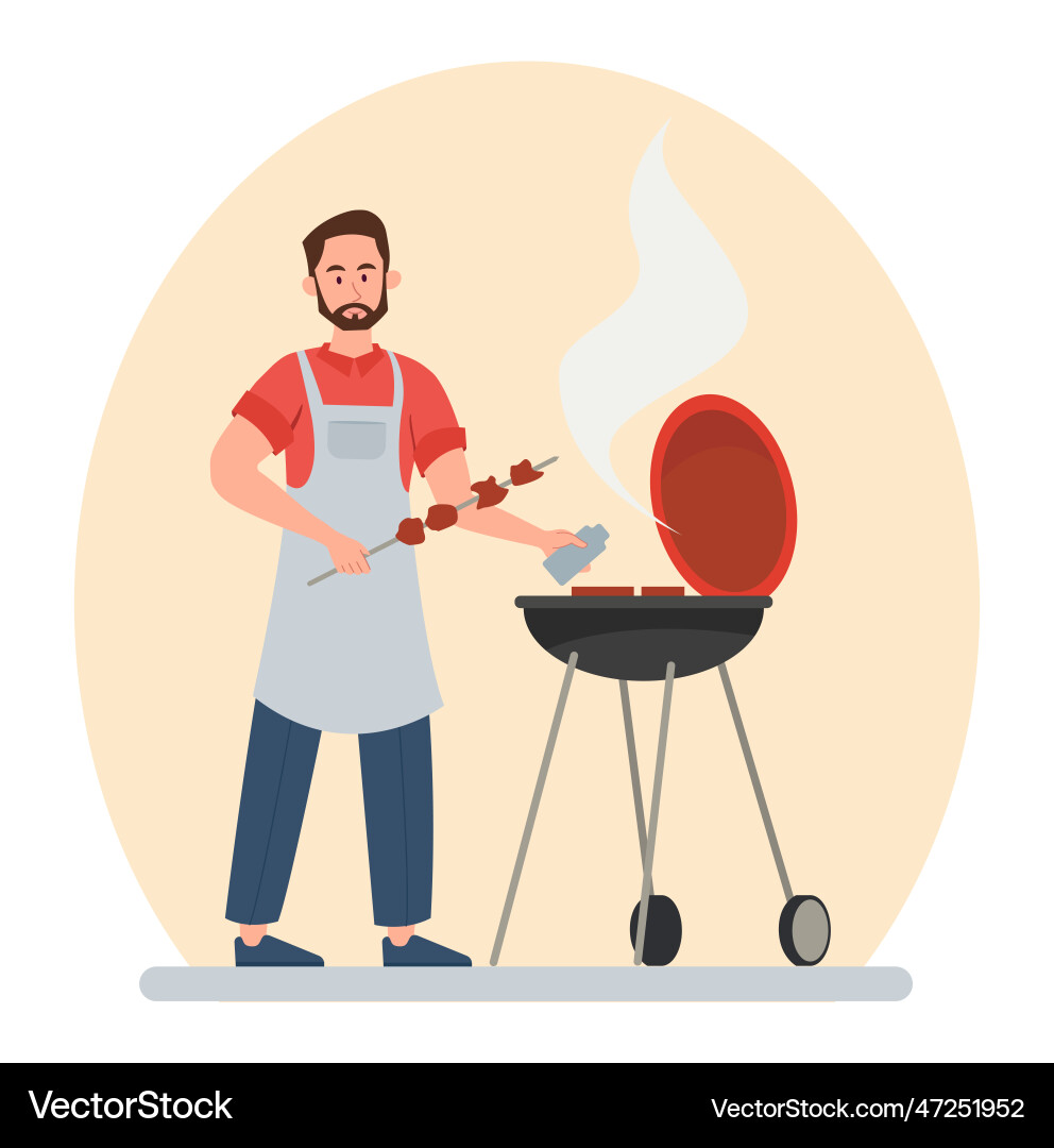 Mann mit Grill Mann mit Grill vektorbild