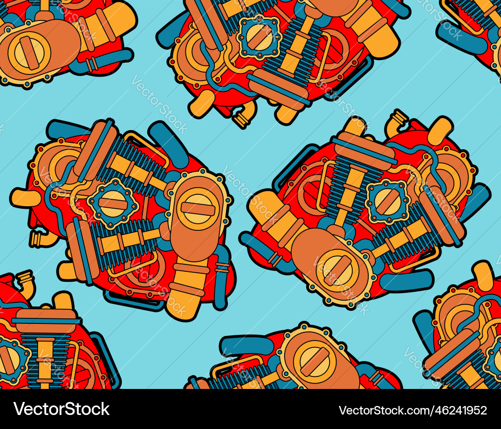 Mechanized heart pattern seamless engine in core vector image