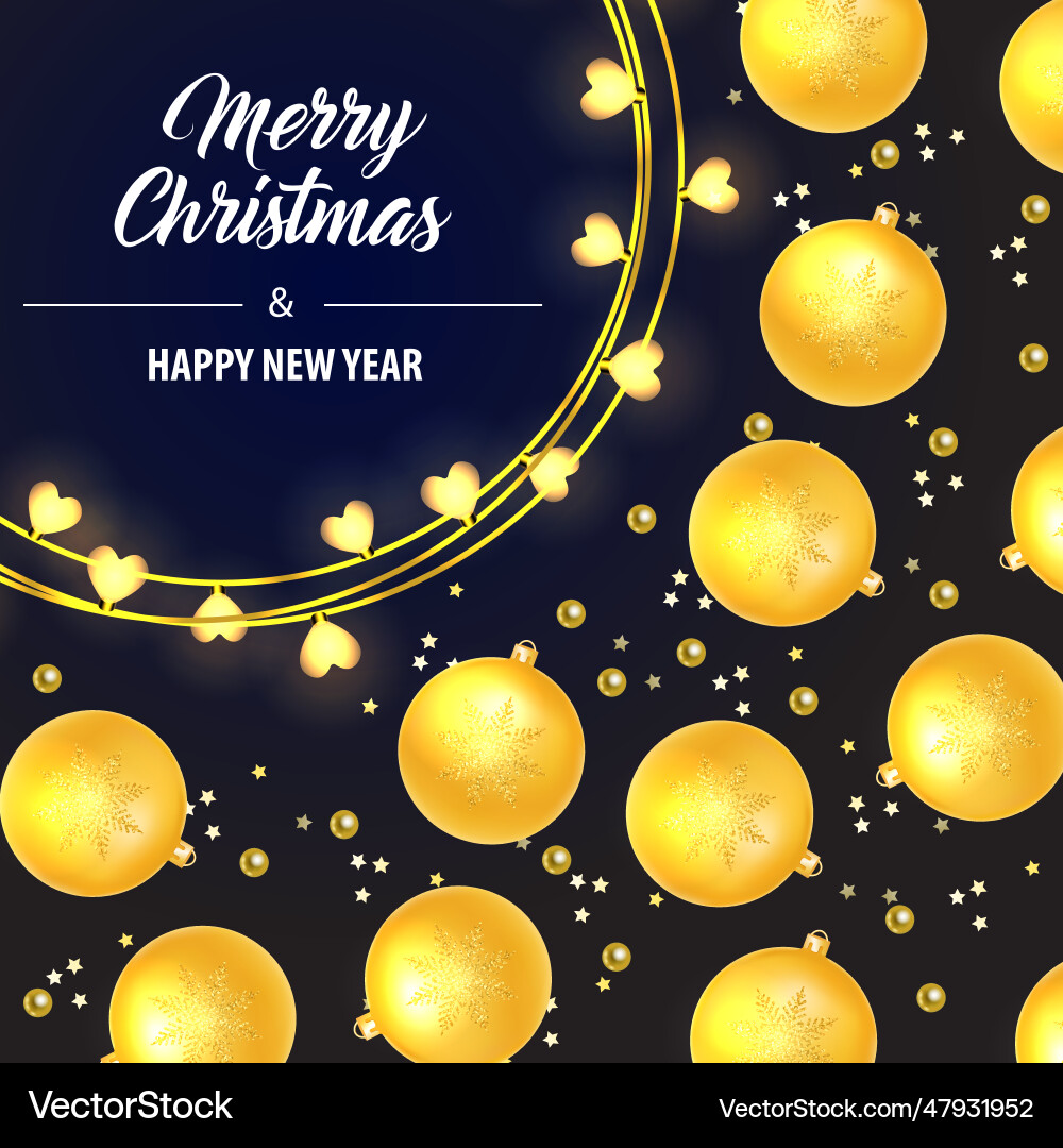 Merry christmas lettering with yellow baubles Merry christmas lettering with yellow baubles vector image