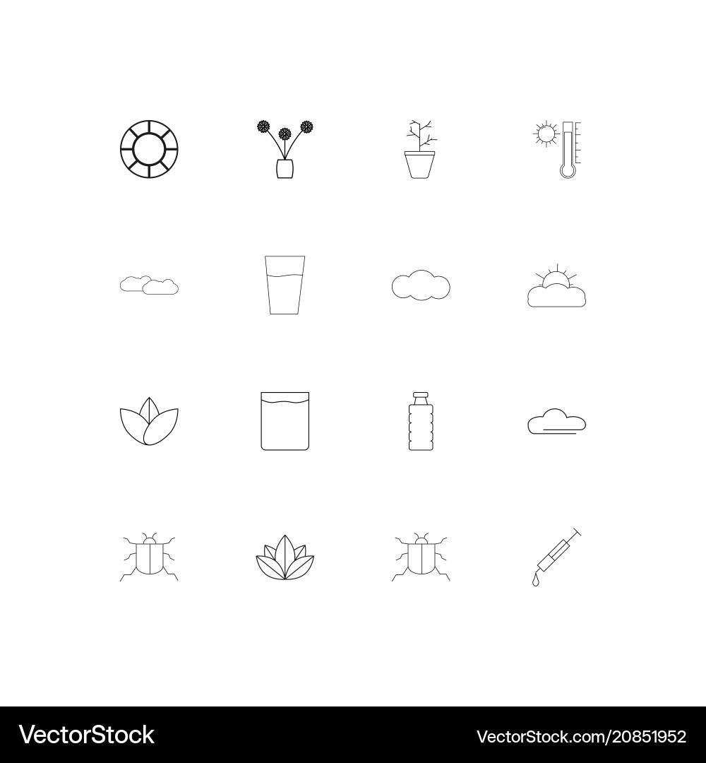 Nature linear thin icons set outlined simple Vector Image