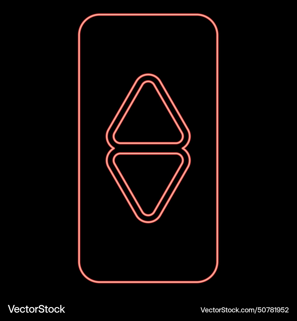 Neon lift button elevator panel up and down each Vector Image