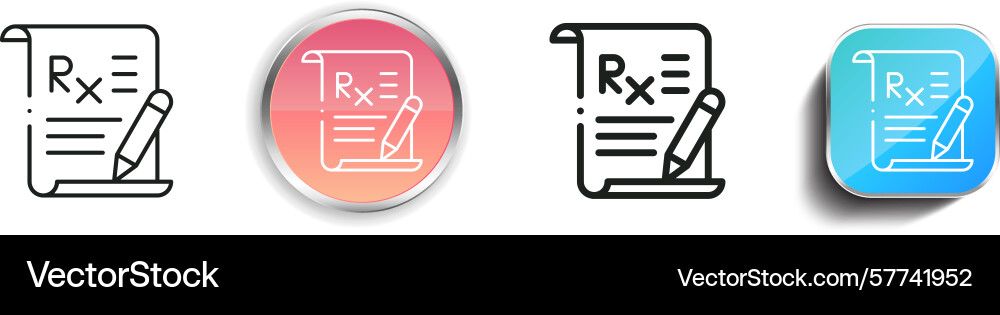 Prescription icon thin linear regular and button Vector Image