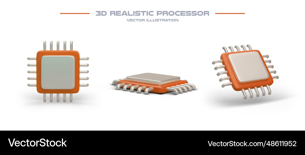 Realistic processor in different positions Realistic processor in different positions vector image