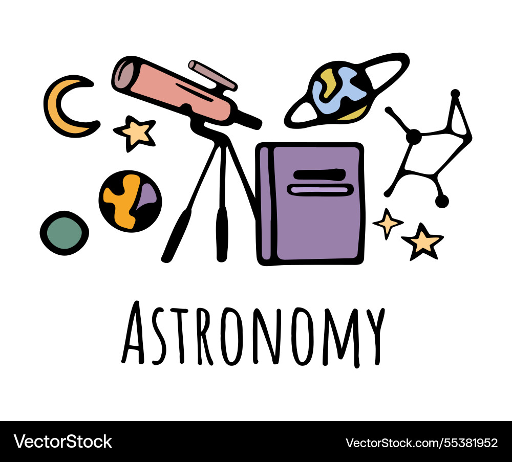 School subject doodle astronomy School subject doodle astronomy vector image