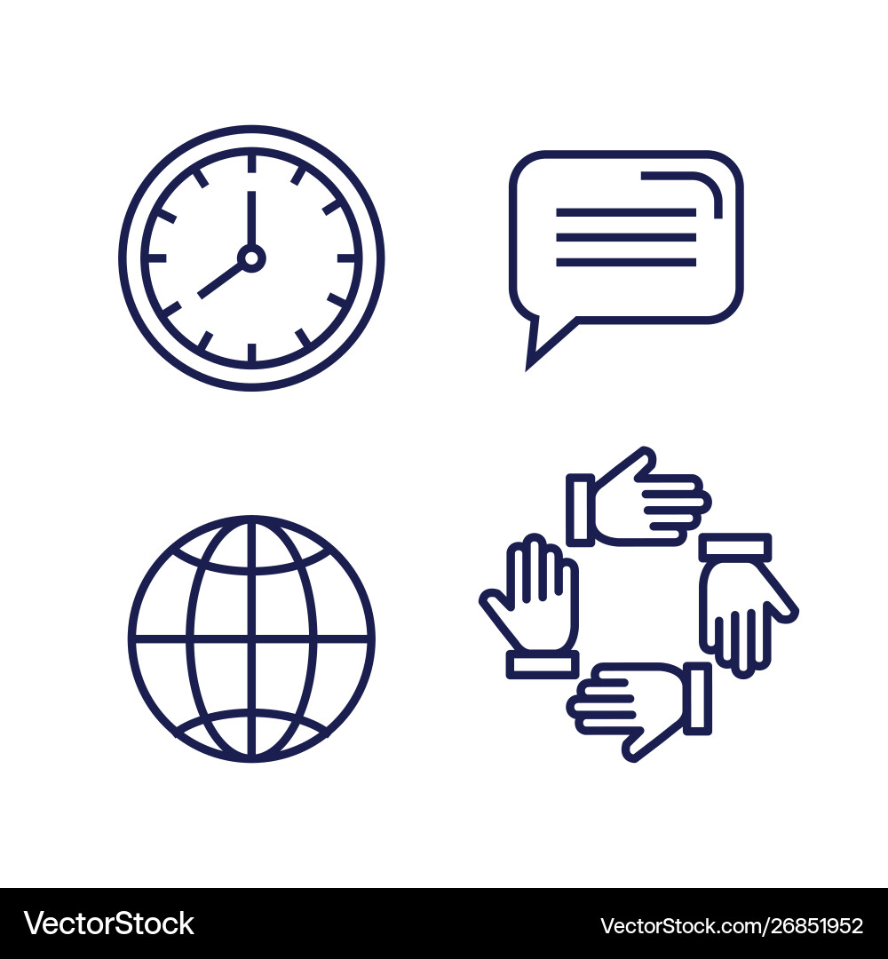 Set clock with chat bubble and global report Set clock with chat bubble and global report vector image