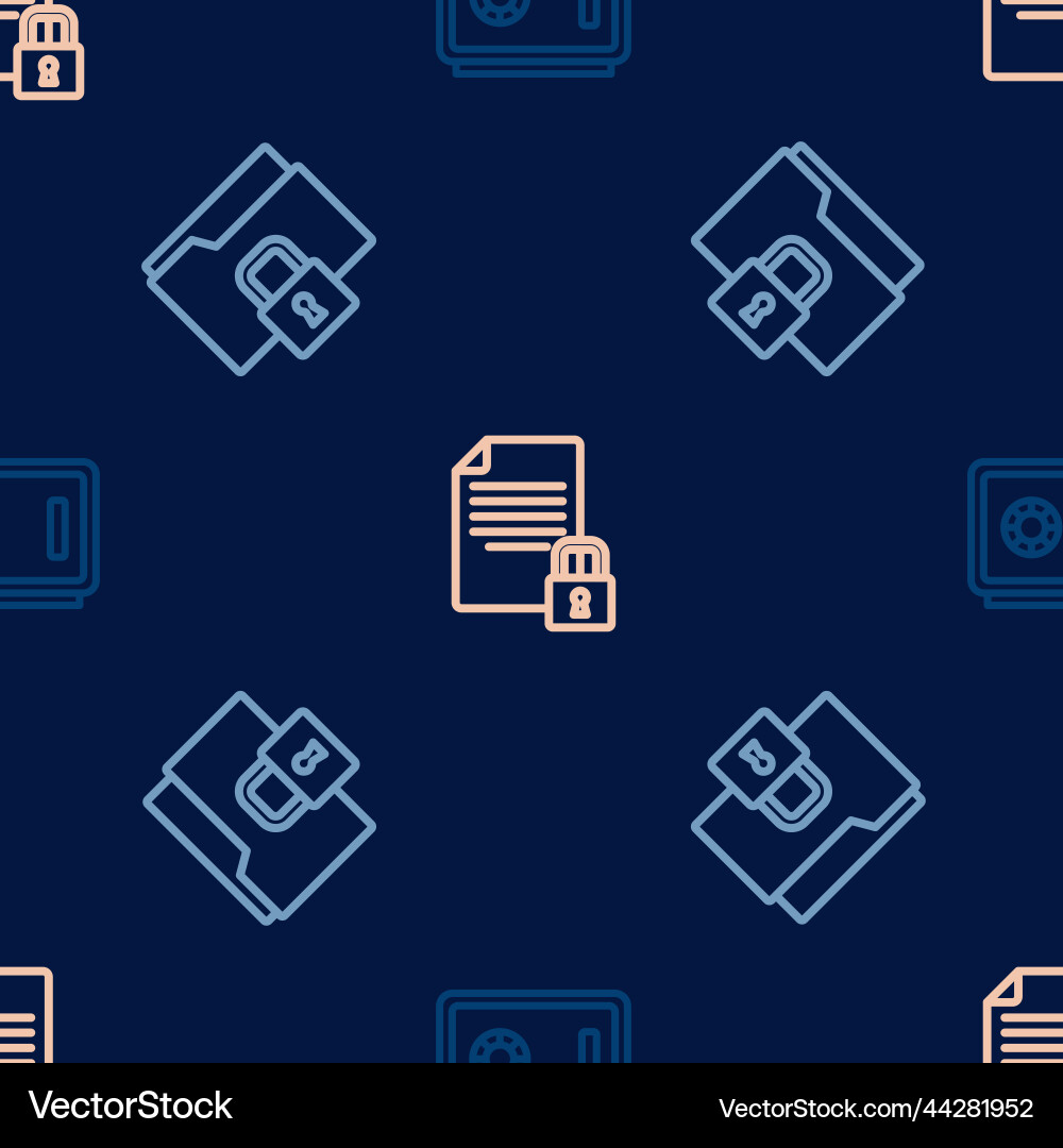 Set line safe folder and lock document Set line safe folder and lock document vector image