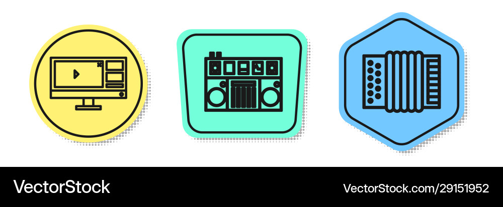 Set line video recorder or editor software Set line video recorder or editor software Vector Image
