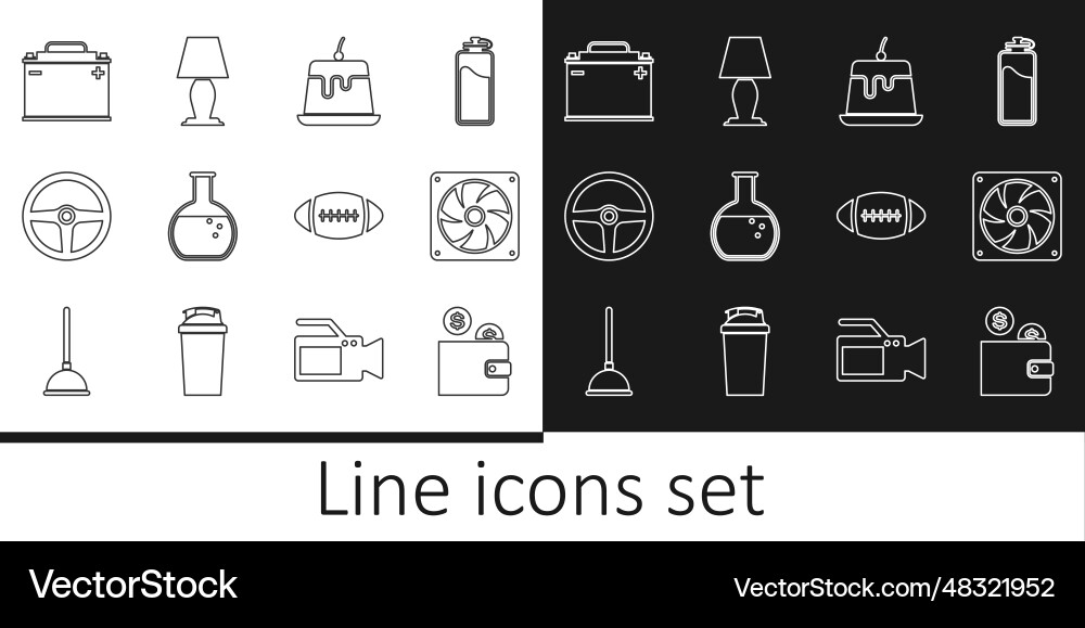 Set line wallet with coin computer cooler pudding Set line wallet with coin computer cooler pudding vector image