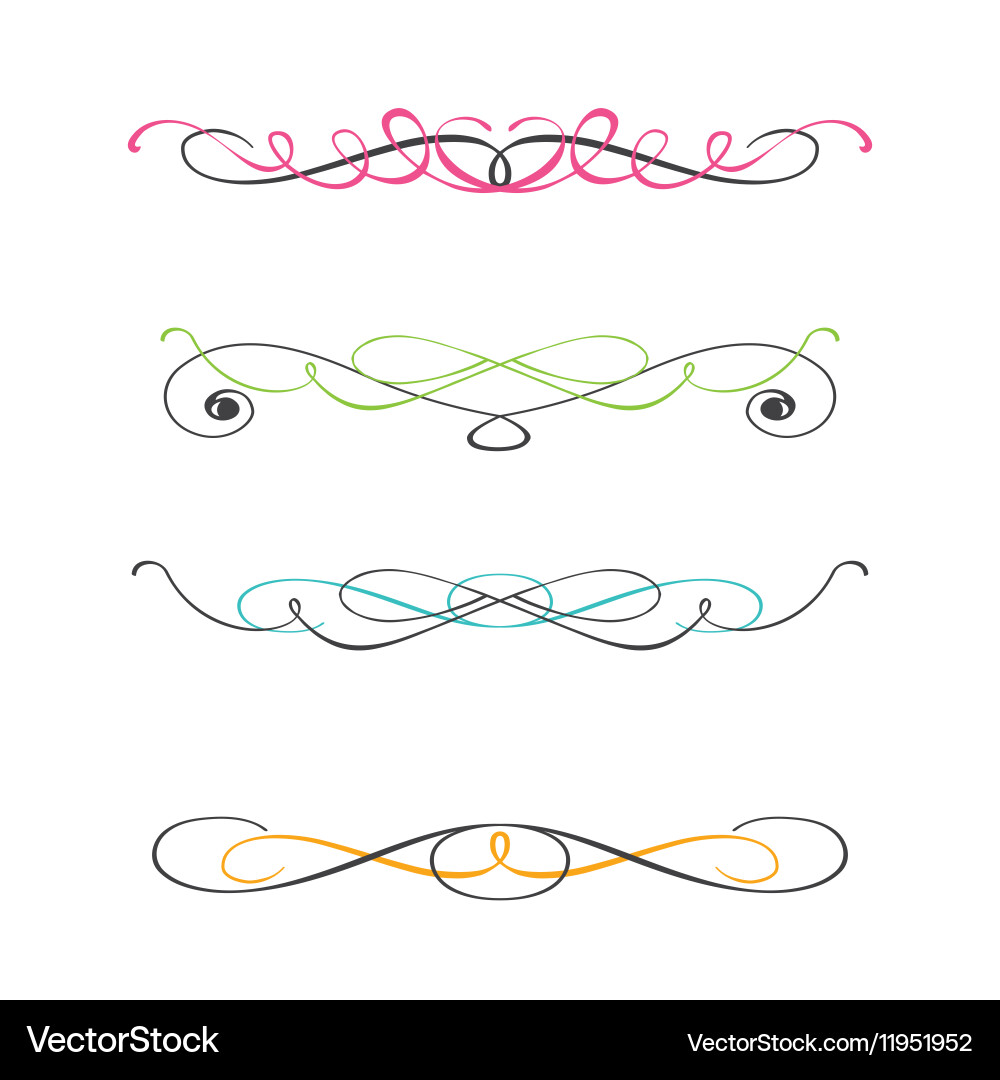 Set of two color calligraphic design elements vector image