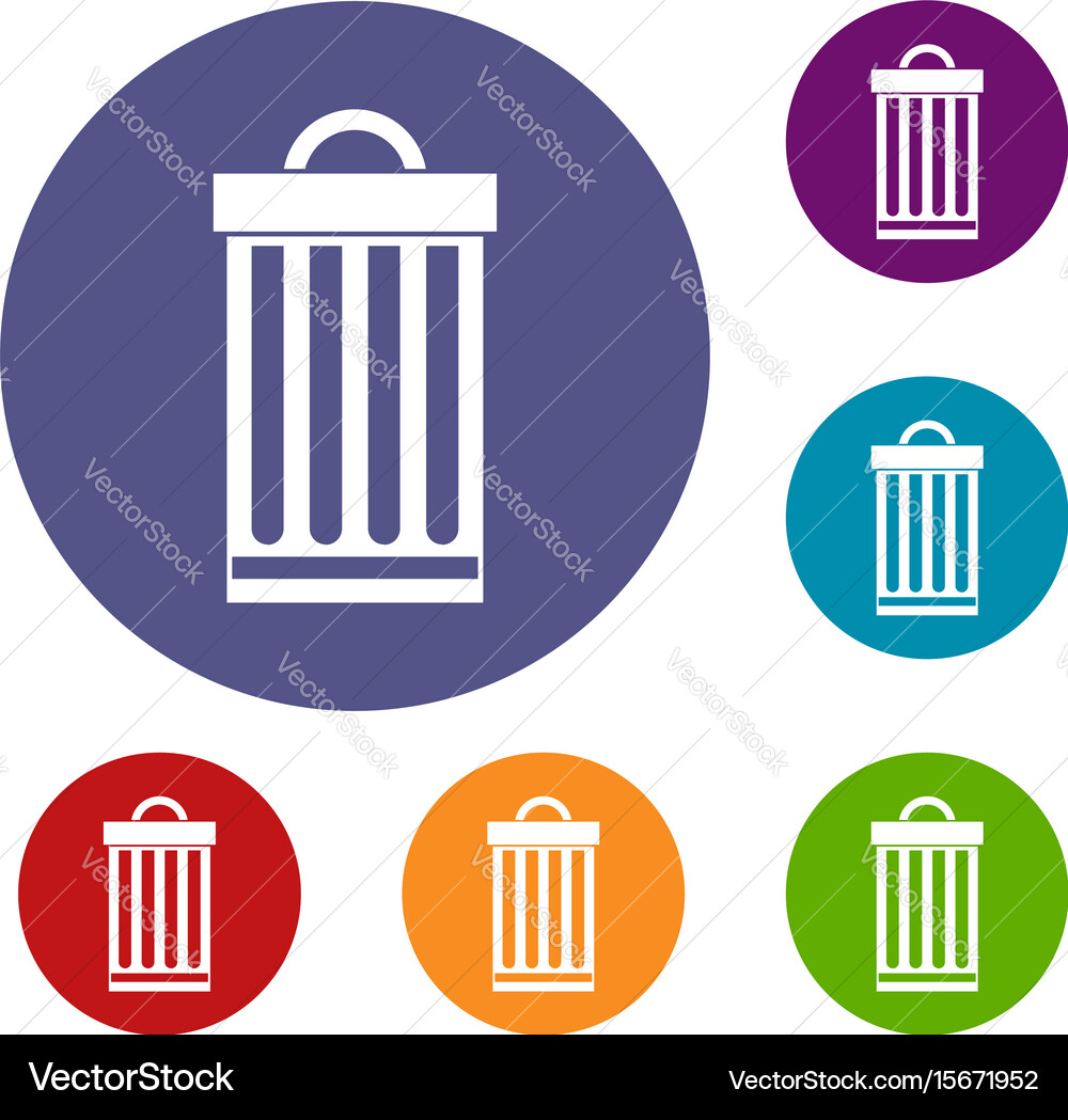 Trash can icons set Vector Image